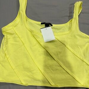 Forever 21 Yellow Asymmetrical Crop Tank Top